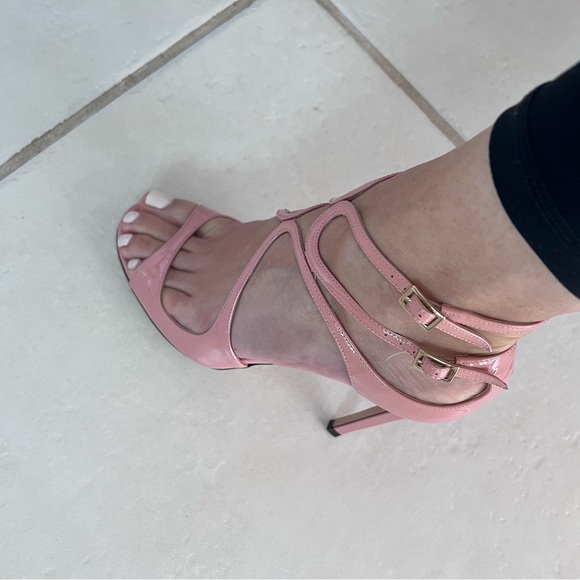 Sunset Peach Jimmy Choo Patent Sandals - Picture 12 of 14